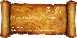 Prisznyák János névjegykártya